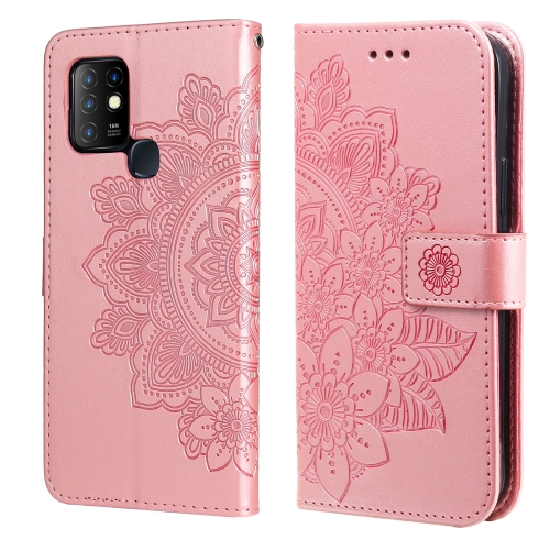 

For Infinix Hot 10 7-petal Flowers Embossing Pattern Horizontal Flip PU Leather Case with Holder & Card Slots & Wallet & Photo Frame(Rose Gold)