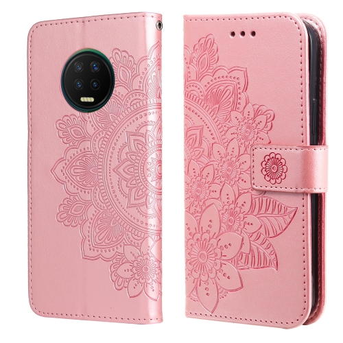 

For Infinix Note 7 7-petal Flowers Embossing Pattern Horizontal Flip PU Leather Case with Holder & Card Slots & Wallet & Photo Frame(Rose Gold)
