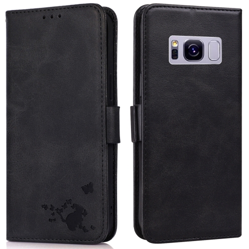 

For Samsung Galaxy S8+ Embossed Cat Butterflies Pattern Horizontal Flip Leather Case with Card Slot & Holder & Wallet(Black)