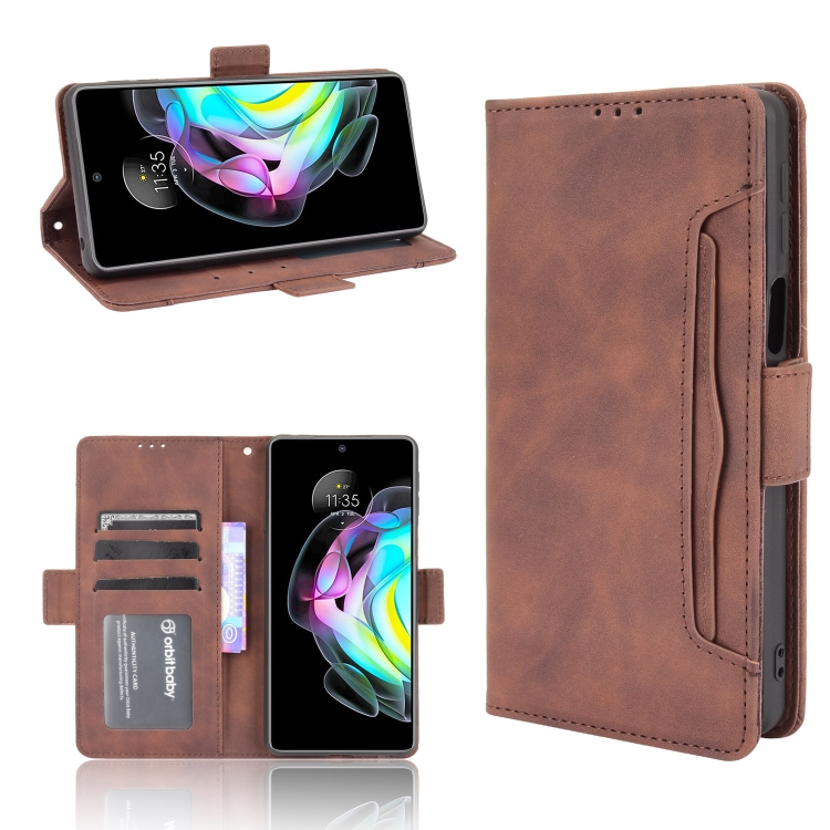 

For Motorola Edge 20 Skin Feel Calf Pattern Horizontal Flip Leather Case with Holder & Card Slots & Photo Frame(Brown)