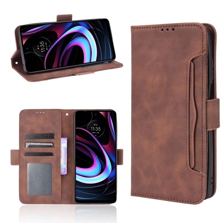 

For Motorola Edge 2021 Skin Feel Calf Pattern Horizontal Flip Leather Case with Holder & Card Slots & Photo Frame(Brown)