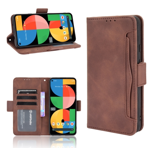 

For Google Pixel 5a 5G Skin Feel Calf Pattern Horizontal Flip Leather Case with Holder & Card Slots & Photo Frame(Brown)