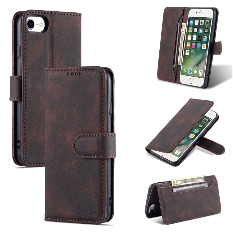 

AZNS Dream II Skin Feel PU+TPU Horizontal Flip Leather Case with Holder & Card Slots & Wallet For iPhone SE 2020 / 8 / 7(Coffee)