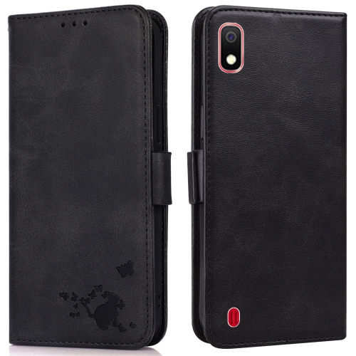 

For Samsung Galaxy A10 / M10 Embossed Cat Butterflies Pattern Horizontal Flip Leather Case with Card Slot & Holder & Wallet(Black)