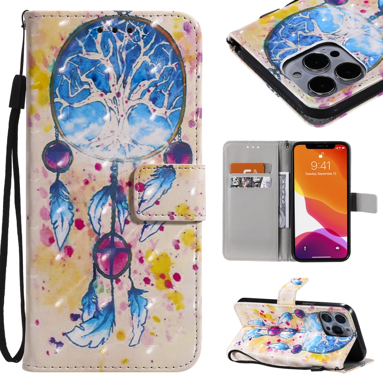 

3D Painted Pattern Horizontal Flip Leather Case with Holder & Card Slots & Wallet For iPhone 13 Pro Max(Wind Chimes)