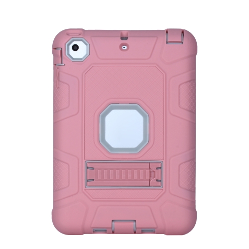 

C5 Four Corners Shockproof Silicone + PC Protective Case with Holder For iPad mini 3 / 2 / 1(Rose Gold + Grey)