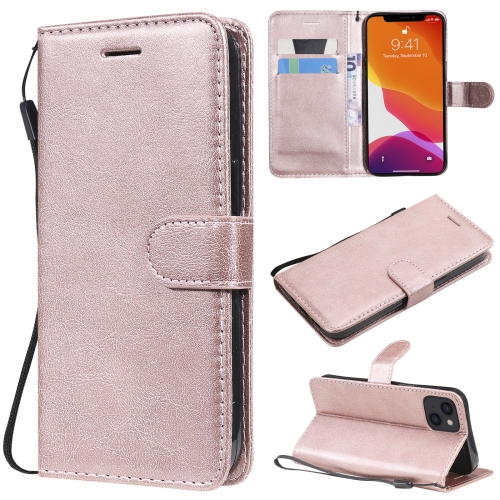 

Pure Color Horizontal Flip Leather Case with Holder & Card Slots & Wallet & Lanyard For iPhone 13(Rose Gold)