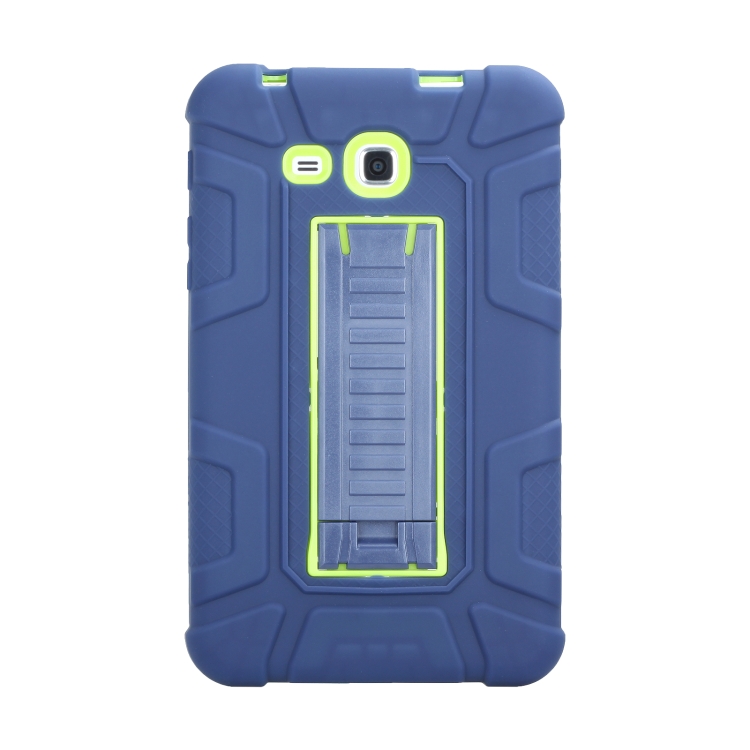 

For Samsung Galaxy Tab A 7.0 T280 C5 Four Corners Shockproof Silicone + PC Protective Case with Holder(Navy Blue + Lemon Yellow)