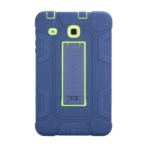 

For Samsung Galaxy Tab E 8.0 T377 C5 Four Corners Shockproof Silicone + PC Protective Case with Holder(Navy Blue + Lemon Yellow)