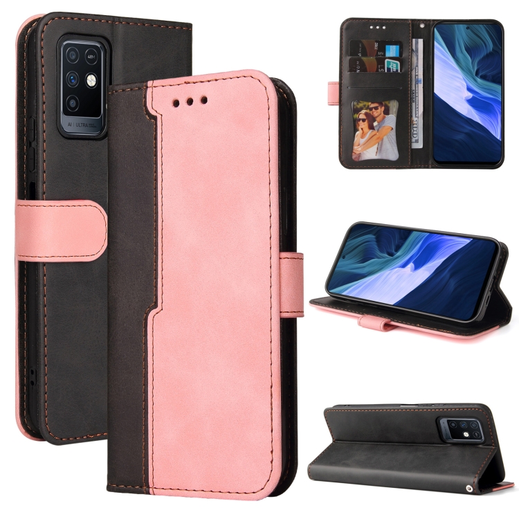 

For Infinix Note 10 Business Stitching-Color Horizontal Flip PU Leather Case with Holder & Card Slots & Photo Frame(Pink)