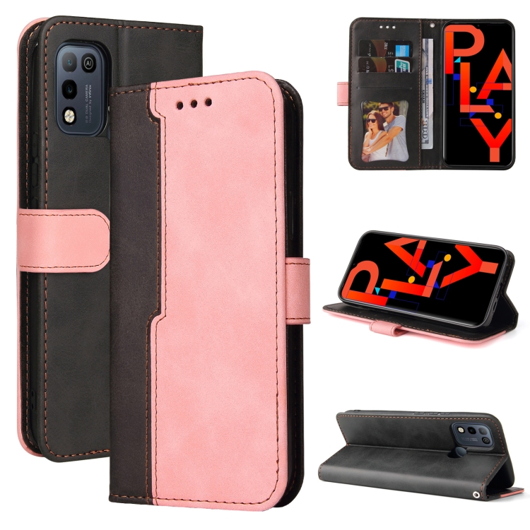 

For Infinix Hot 10 Play Business Stitching-Color Horizontal Flip PU Leather Case with Holder & Card Slots & Photo Frame(Pink)
