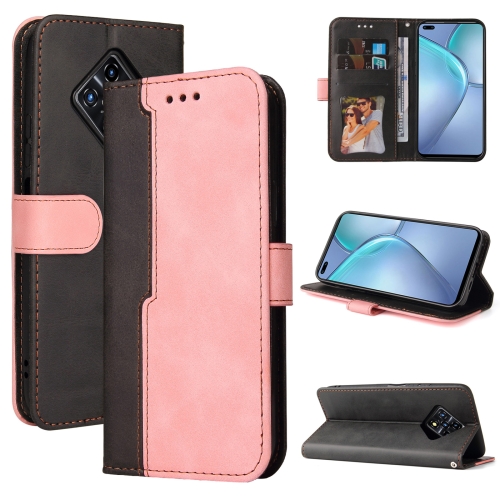 

For Infinix Zero 8 Business Stitching-Color Horizontal Flip PU Leather Case with Holder & Card Slots & Photo Frame(Pink)