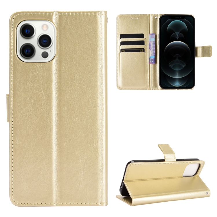 

Crazy Horse Texture Horizontal Flip Leather Case with Holder & Card Slots & Lanyard For iPhone 13(Gold)