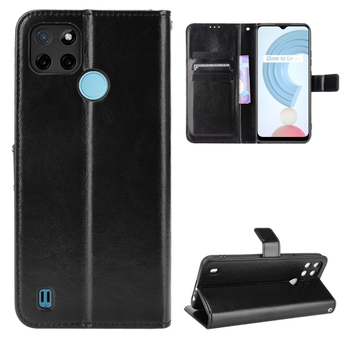 

For OPPO Realme C21Y Crazy Horse Texture Horizontal Flip Leather Case with Holder & Card Slots & Lanyard(Black)