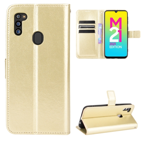 

For Samsung Galaxy M21 2021 Crazy Horse Texture Horizontal Flip Leather Case with Holder & Card Slots & Lanyard(Gold)