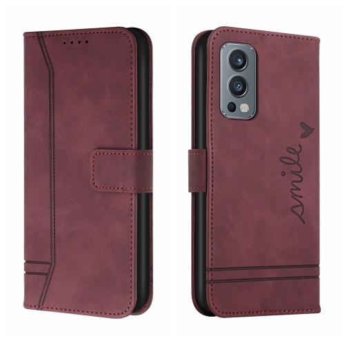 

For OnePlus Nord 2 5G Retro Skin Feel Horizontal Flip Soft TPU + PU Leather Case with Holder & Card Slots & Photo Frame(Wine Red)