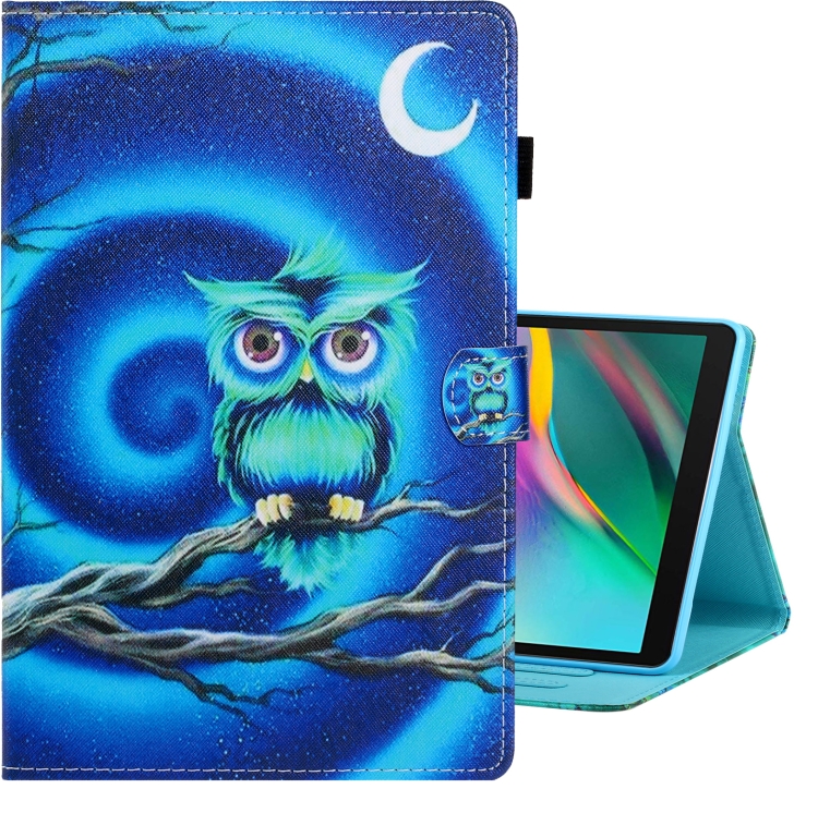 

For Galaxy Tab A 10.1 (2019) / T510 Colored Drawing Horizontal Flip PU Leather Case with Holder & Card Slot(Moon Owl)