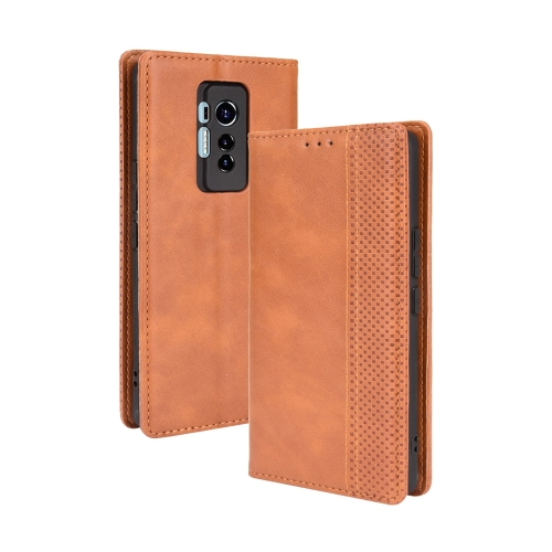 

For Tecno Phantom X Magnetic Buckle Retro Pattern Horizontal Flip Leather Case with Holder & Card Slot & Wallet(Brown)