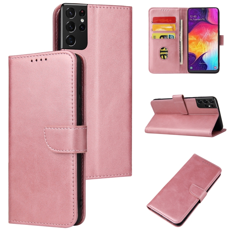 

For Samsung Galaxy S20 Ultra Calf Texture Buckle Horizontal Flip Leather Case with Holder & Card Slots & Wallet(Rose Gold)
