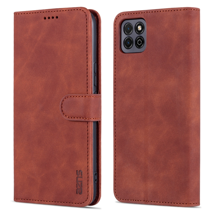 

For Honor Play 20 AZNS Skin Feel Calf Texture Horizontal Flip Leather Case with Card Slots & Holder & Wallet(Brown)