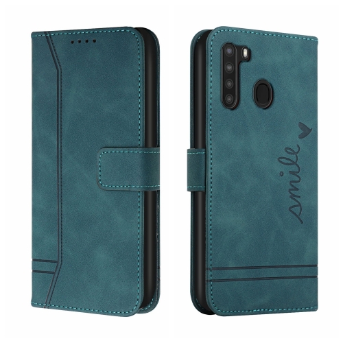 

For Samsung Galaxy A21 EU Version Retro Skin Feel Horizontal Flip Soft TPU + PU Leather Case with Holder & Card Slots & Photo Frame(Army Green)