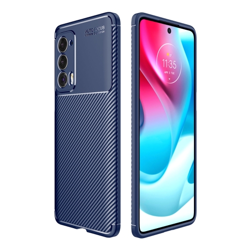 

For Motorola Moto Edge 2021 Carbon Fiber Texture Shockproof TPU Case(Blue)