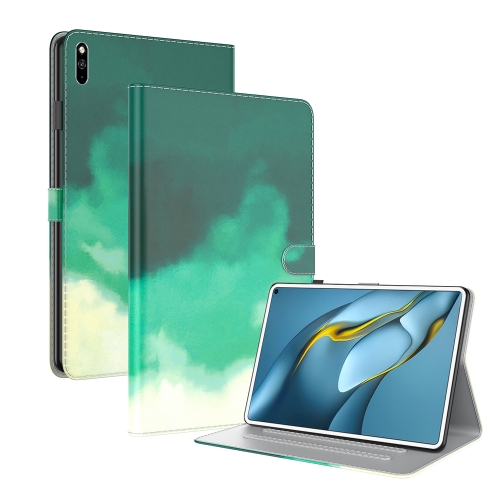 

For Huawei MatePad Pro 10.8 (2021) Voltage Watercolor Pattern Skin Feel Magnetic Horizontal Flip PU Leather Case with Holder(Green)