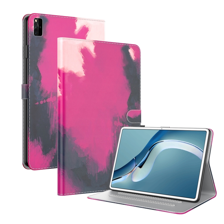 

For Huawei MatePad Pro 12.6 (2021) Voltage Watercolor Pattern Skin Feel Magnetic Horizontal Flip PU Leather Case with Holder(Berry)