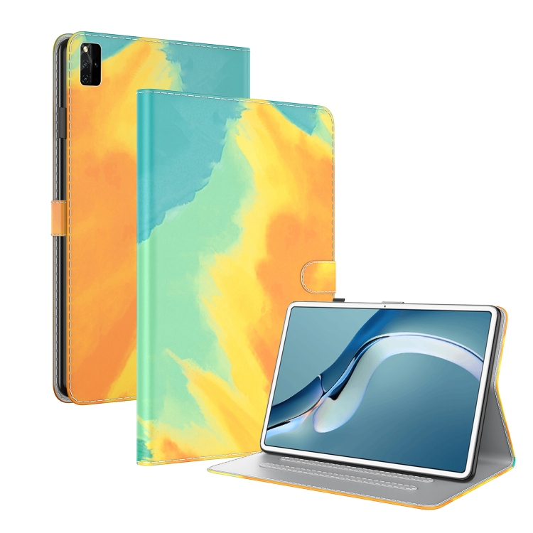 

For Huawei MatePad Pro 12.6 (2021) Voltage Watercolor Pattern Skin Feel Magnetic Horizontal Flip PU Leather Case with Holder(Yellow)
