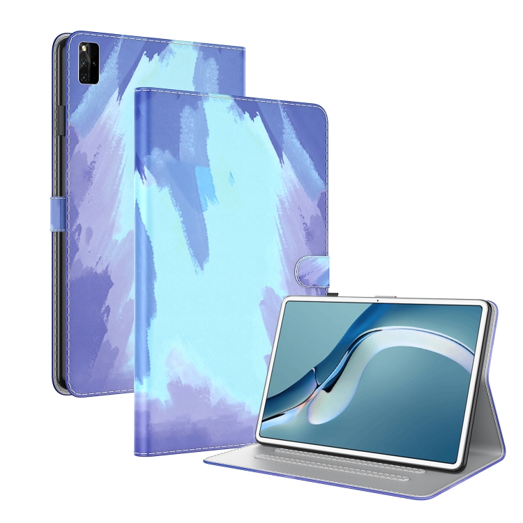 

For Huawei MatePad Pro 12.6 (2021) Voltage Watercolor Pattern Skin Feel Magnetic Horizontal Flip PU Leather Case with Holder(Blue)