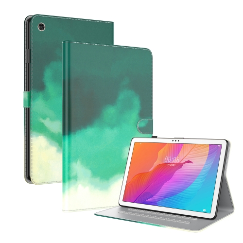 

For Huawei MatePad T 10s / Enjoy Tablet 2 Voltage Watercolor Pattern Skin Feel Magnetic Horizontal Flip PU Leather Case with Holder(Green)