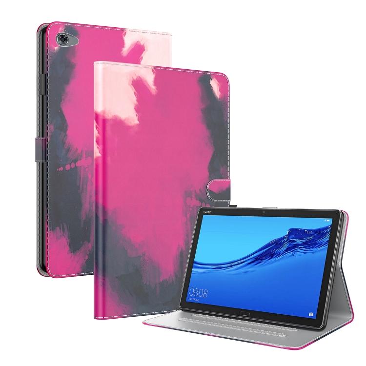 

For Huawei MediaPad C5 10.1 Voltage Watercolor Pattern Skin Feel Magnetic Horizontal Flip PU Leather Case with Holder(Berry)