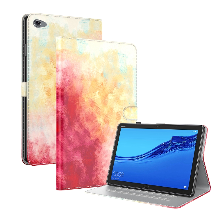 

For Huawei MediaPad C5 10.1 Voltage Watercolor Pattern Skin Feel Magnetic Horizontal Flip PU Leather Case with Holder(Red)