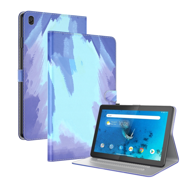 

For Lenovo Tab M10 TB-X605L X605F Voltage Watercolor Pattern Skin Feel Magnetic Horizontal Flip PU Leather Case with Holder(Blue)