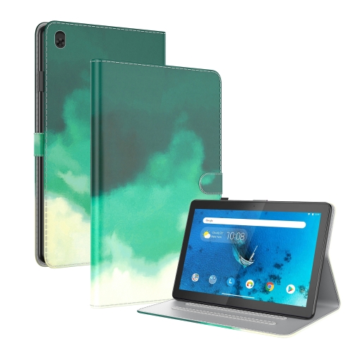 

For Lenovo Tab M10 TB-X605L X605F Voltage Watercolor Pattern Skin Feel Magnetic Horizontal Flip PU Leather Case with Holder(Green)