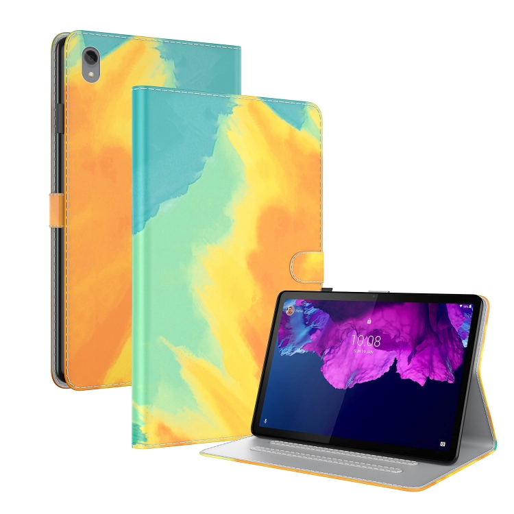 

For Lenovo Tab P11 TB-J606F 11inch Voltage Watercolor Pattern Skin Feel Magnetic Horizontal Flip PU Leather Case with Holder(Yellow)