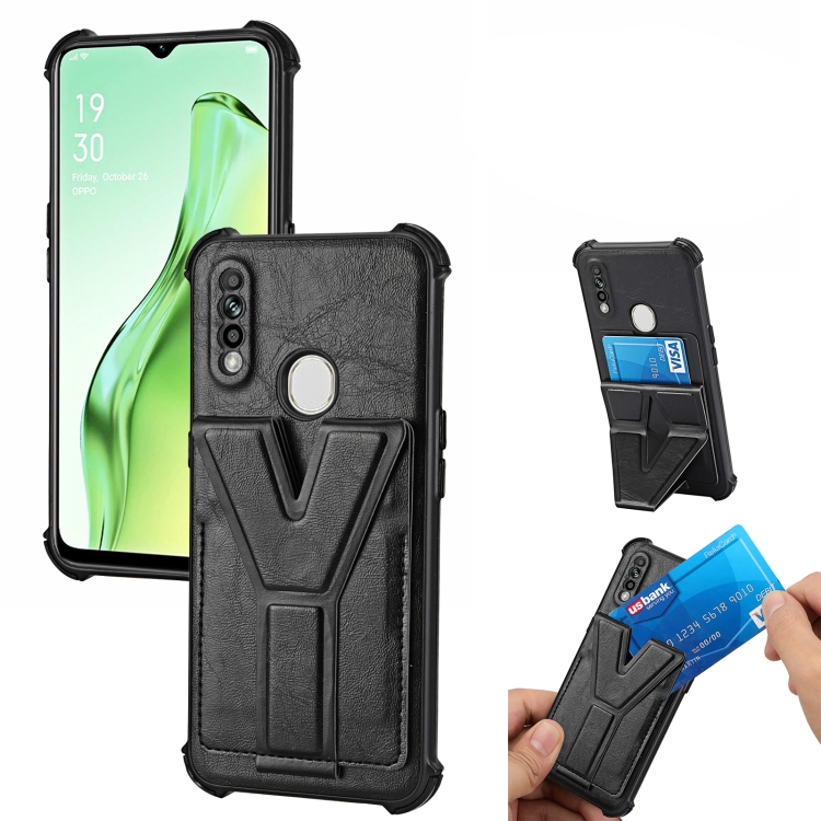 

For OPPO A31 Y Style Multifunction Card Stand Back Cover PU + TPU + PC Magnetic Shockproof Case(Black)