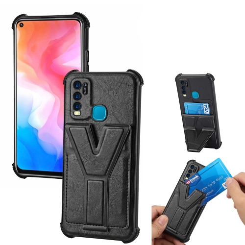 

For vivo Y30 Y Style Multifunction Card Stand Back Cover PU + TPU + PC Magnetic Shockproof Case(Black)
