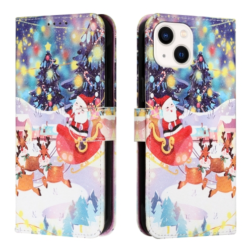 

Silk Texture Christmas Painted Pattern Horizontal Flip Leather Case with Holder & Card Slots & Wallet & Photo Frame For iPhone 13 mini(Gifts Santa Claus)