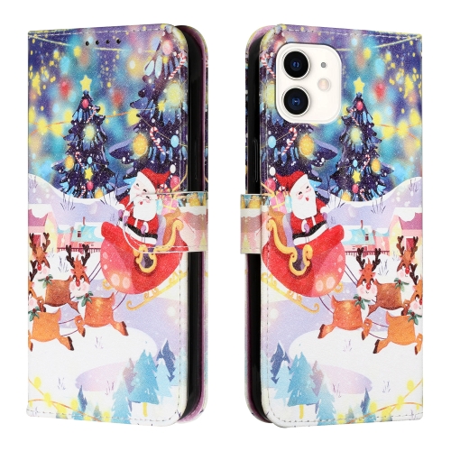 

Silk Texture Christmas Painted Pattern Horizontal Flip Leather Case with Holder & Card Slots & Wallet & Photo Frame For iPhone 12 mini(Gifts Santa Claus)