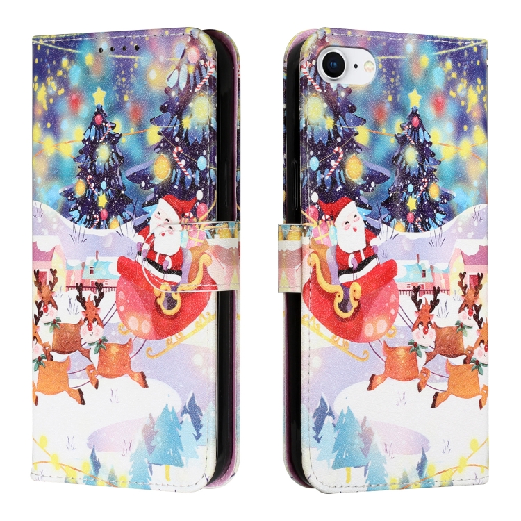 

Silk Texture Christmas Painted Pattern Horizontal Flip Leather Case with Holder & Card Slots & Wallet & Photo Frame For iPhone SE 2020 / 7 / 8(Gifts Santa Claus)