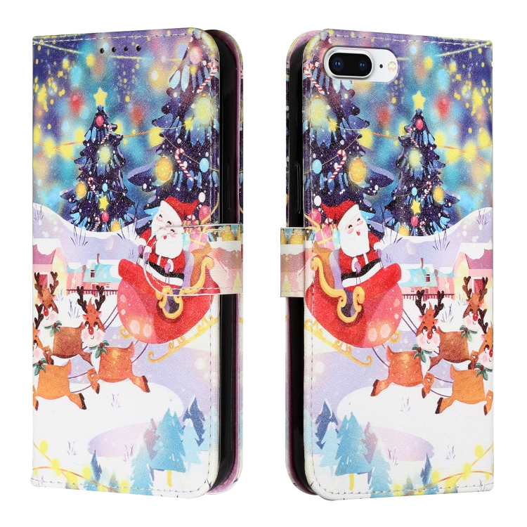 

Silk Texture Christmas Painted Pattern Horizontal Flip Leather Case with Holder & Card Slots & Wallet & Photo Frame For iPhone 7 Plus / 8 Plus / 6s Plus / 6 Plus(Gifts Santa Claus)
