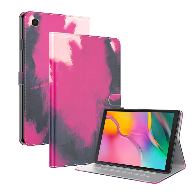 

For Samsung Galaxy Tab A 10.1 2019 T515 / T510 Voltage Watercolor Pattern Skin Feel Magnetic Horizontal Flip PU Leather Case with Holder & Card Slots & Photo Frame(Berry)