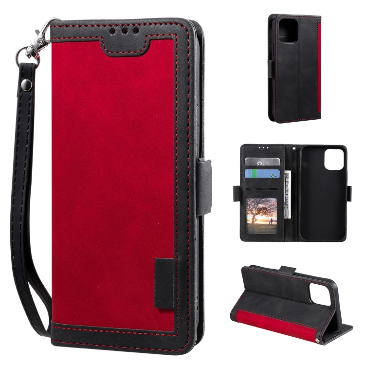 

Retro Splicing Horizontal Flip Leather Case with Card Slots & Holder & Wallet For iPhone 13 Pro Max(Red)