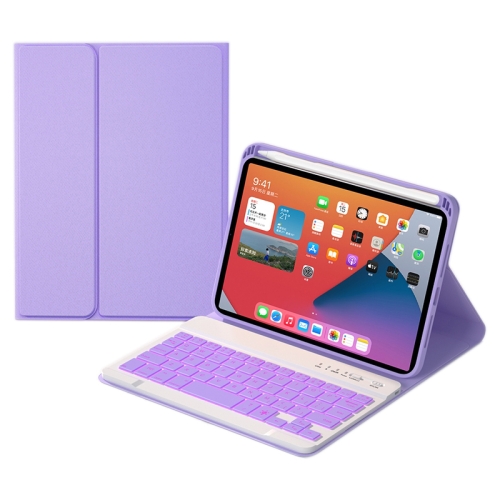 

HK006D Square Keys Detachable Bluetooth Candy Color Keyboard Leather Case with Colorful Backlight & Holder for iPad mini 6(Light Purple)