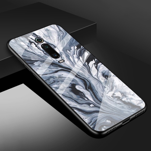 

For Xiaomi Redmi K20 Marble Glass Protective Case(Ink Black)