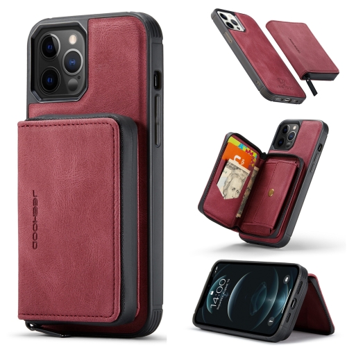 

JEEHOOD Magnetic Zipper Horizontal Flip Leather Case with Holder & Card Slot & Wallet For iPhone 13 Pro Max(Red)