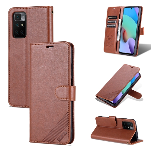 

For Xiaomi Redmi 10 AZNS Sheepskin Texture Horizontal Flip Leather Case with Holder & Card Slots & Wallet(Brown)