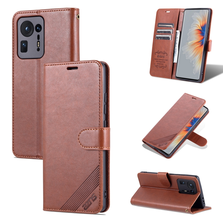 

For Xiaomi Mix 4 AZNS Sheepskin Texture Horizontal Flip Leather Case with Holder & Card Slots & Wallet(Brown)