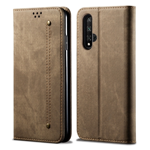 

For Huawei Honor 20 Denim Texture Casual Style Horizontal Flip Leather Case with Holder & Card Slots & Wallet(Khaki)